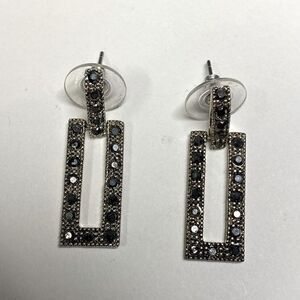Vintage Marcasite Rectangle Drop Earrings